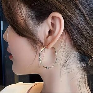 Silver Twisted Pattern Hoop Earrings